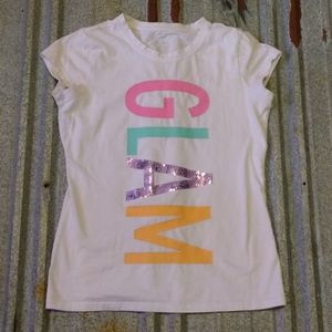 GLAM Colorful Lettering & Sequin Logo Short Sleeve Shirt
